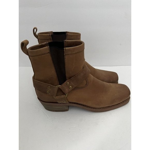 Dingo size 10M Men’s Tan Leather Harness Pull On Biker Chelsea Work Boots - Picture 9 of 9